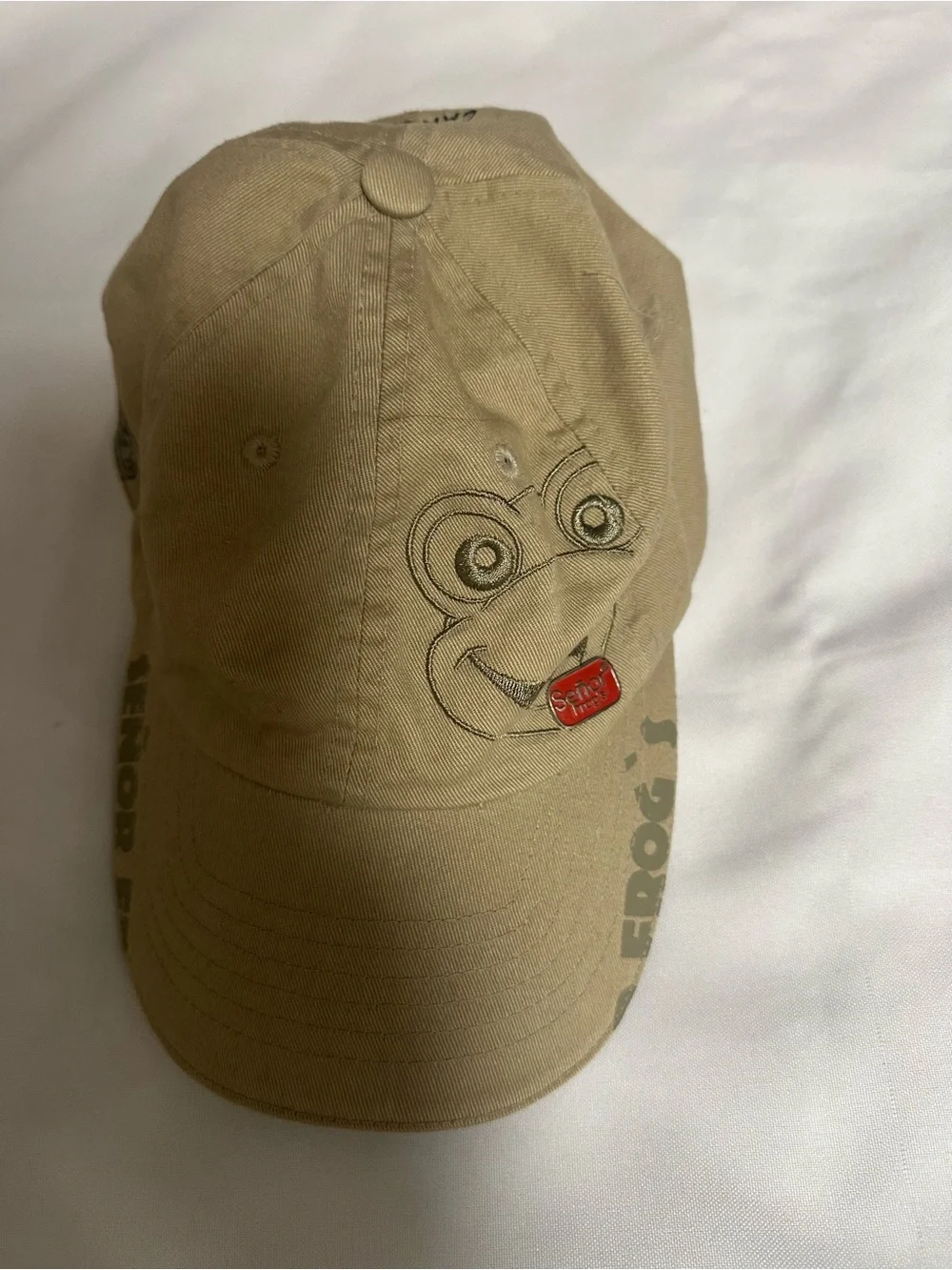 Señor Frog's Khaki Cap with Red Logo Pin